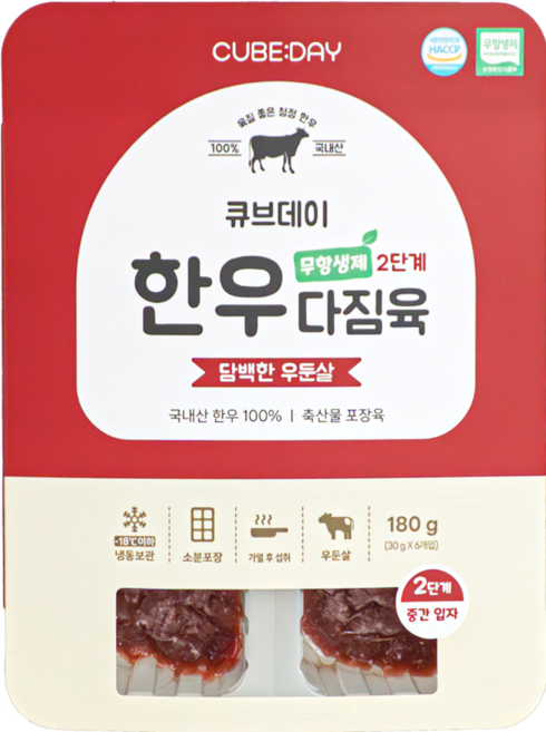 큐브데이 한우 다짐육 우둔살 소고기 토핑 중간입자 (2단계), 1개, 180g
