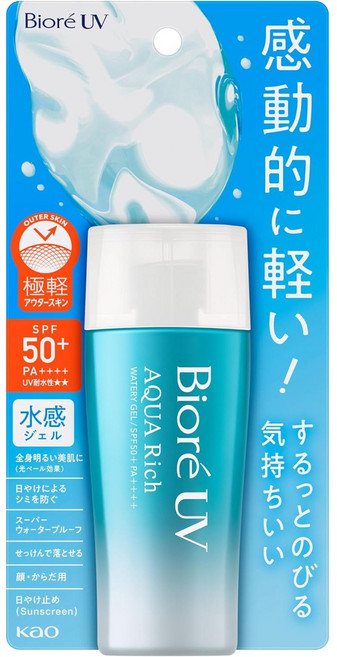 비오레 UV 아쿠아리치 워터리 젤 선블록 일본 선크림, 4개, 70ml