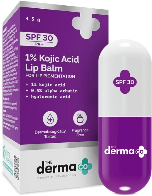 The Derma Co 1% Kojic Acid Lip Balm I With Alpha Arbutin & Hyaluronic Acid, 1개, 4.5g, Off White - 쿠팡