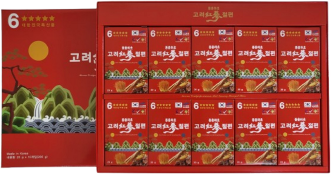 눈꽃 동충화초 고려홍삼절편 국내산 100% 개별포장 건강간식 선물, 10개, 20g