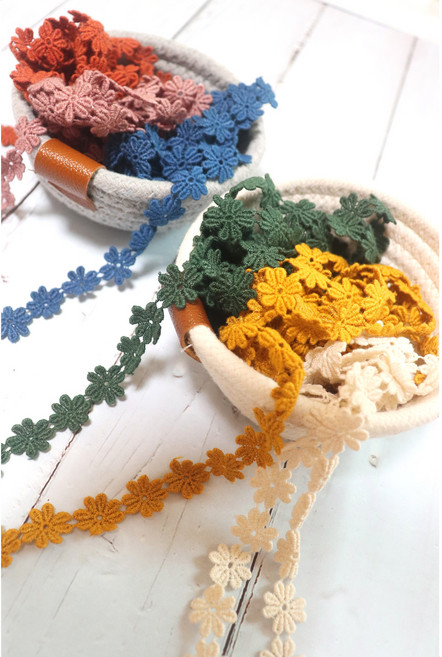 [자체제작6컬러] 크로바 원단리본 면레이스 자수 레이스끈 리본 공예 1마, 인핑크, 1개