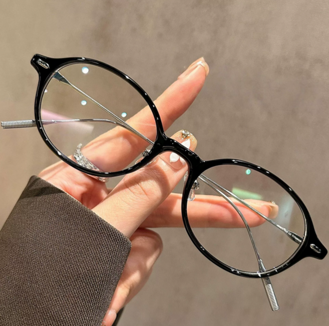 FEISEDY 블루라이트 차단 안경 오벌 레트로 빈티지 여성 스몰라운드 티타늄 B1578