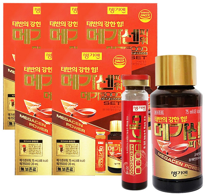 생기엔 메가센파워 메가 세트 돈태반 병음료 혼합음료 고카페인, 95ml, 5개