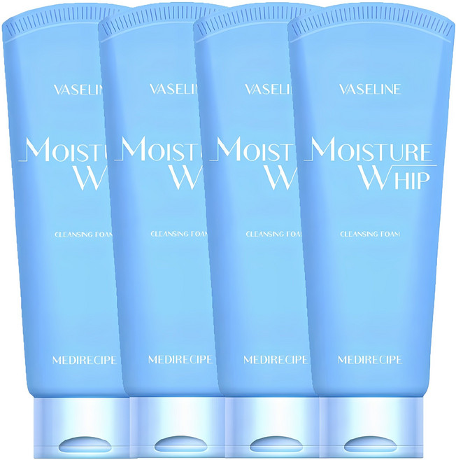 바세린 모이스처 수분 휩 클렌징 폼, 220ml, 4개