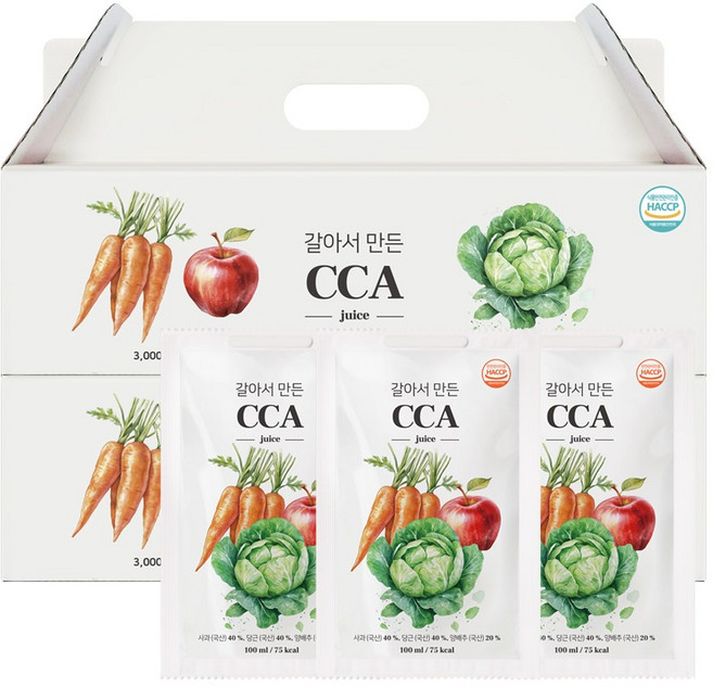 갈아서 만든 걸쭉한 스무디 과채 CCA 주스, 60개, 100ml