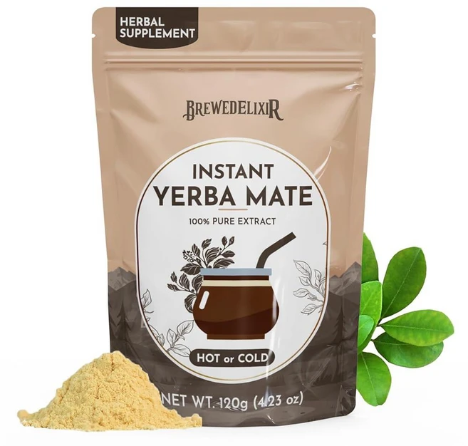Yerba Mate 인스턴트 티 무설탕 순수 예르바 마테 추출물 허브 티 천연 청정 에너지 및 집중력 향상 119.9g(4.2온스) (60회분) - 쿠팡
