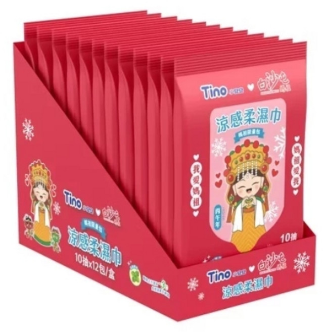 Tino 小安安 涼感柔濕巾, 12個, 10片, 1g