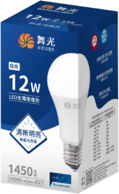 舞光 LED燈泡 12W E27燈頭 1450流明 全電壓, 白色, 1個