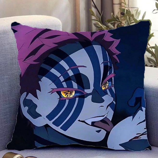 귀멸의 칼날 상현3 아카자 소파 쿠션 양면 귀칼 캐릭터 굿즈 베개, 새틴, L
