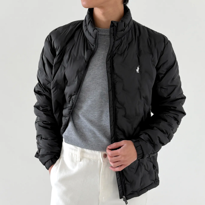 P&L 남성 겨울 패딩 웰론 경량 패딩 자켓 따뜻한 하이넥 스탠드 카라 겨울 잠바