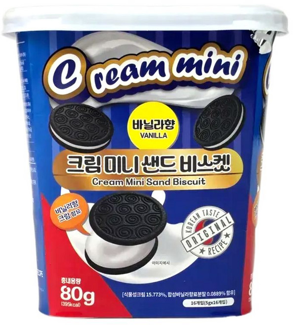 크림 미니 샌드 비스켓 바닐라향, 3개, 80g