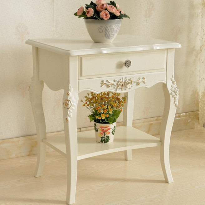 유럽풍 엔틱 화이트 협탁 빈티지 사이드 테이블 서랍장, 6212 금 길이52*폭 40*높이60/ 아이보리