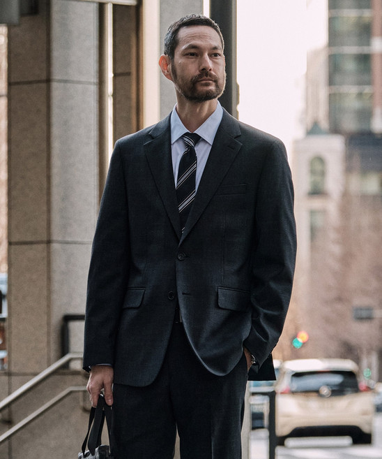 [STCO] 남성 엑스트라파인 울 50% 투톤 컴포트 수트 세트 클래식핏 그레이