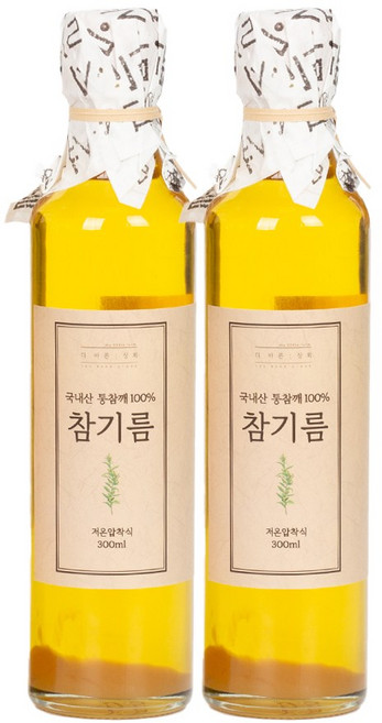 깨끗한 더바른상회 국산 저온압착 참기름, 2개, 300ml