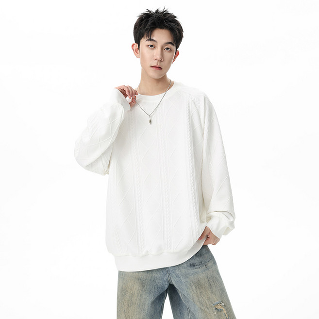 남자 맨투맨 캐주얼 루즈핏 라운드 골지 맨투맨