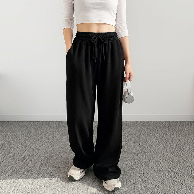 자체제작 어브라운 여성 데일리 핀턱 와이드 트레이닝 팬츠