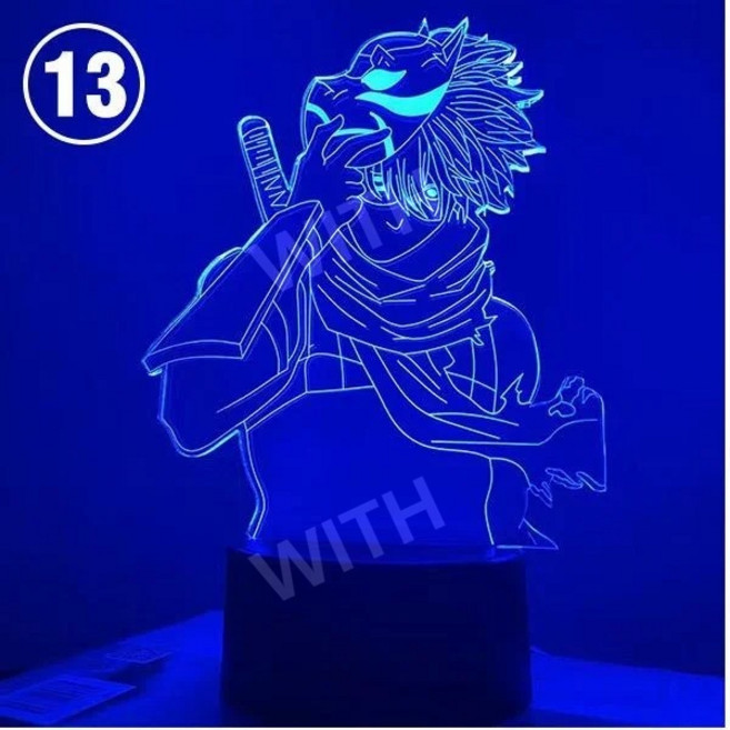 애니메이션 나루토 3D 램프 우즈마키 사스케 색상 LED 야간 조명 카카시 테이블 램프 장난감 하타케 아카츠키 피규어 장난감 선물, 리모컨이 있는 16가지 색상, 나루토 13