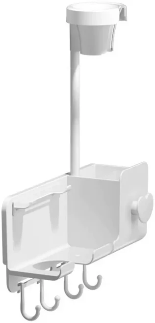 드라이기 거치대 자바라 핸즈프리 수납형 무타공 접착식, 화이트, 1개