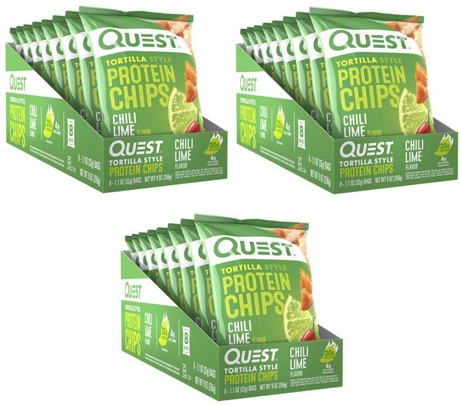 퀘스트뉴트리션 토르티야 스타일 프로틴 칩, 256g, 3개