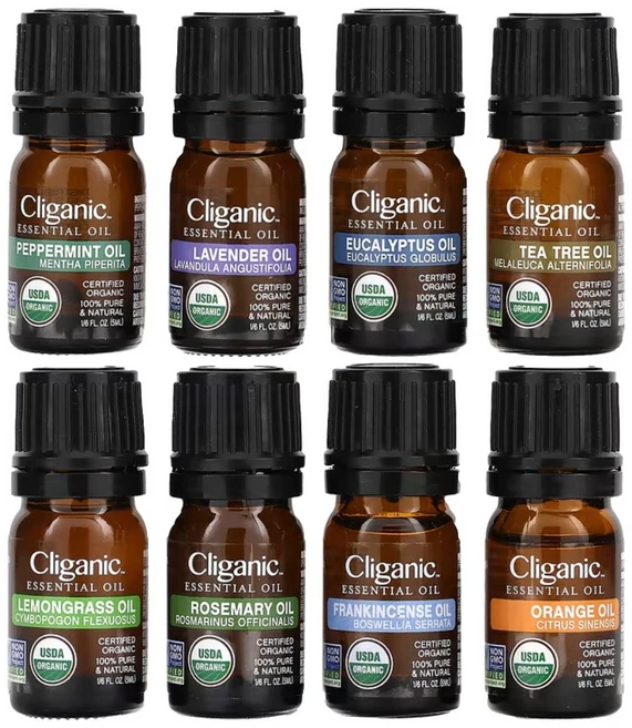 오가닉 천연 아로마테라피 에센셜 8종 세트 Cliganic - 쿠팡