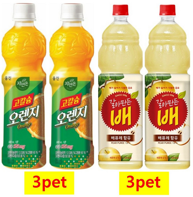 자연은고칼슘1.5리터 + 갈아만든배1.5리터, 1.5L, 6개