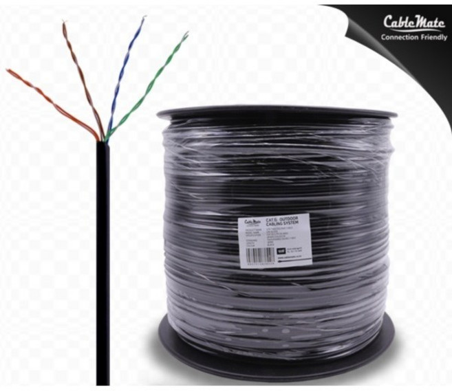 CAT5E 옥외용UTP 305M Outdoor 블랙 단선 24AWG 드럼형, cat6 옥외용, 1개