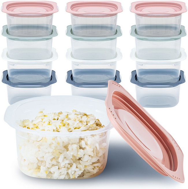 싱글만랩 전자렌지용 국산 냉동밥보관용기 300ml, 혼합색상, 12개