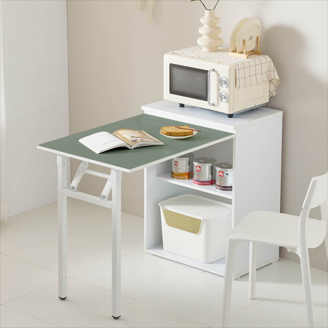 방친구 마우 접이식 식탁 소형 중형 공간절약 폴딩테이블 5가지 컬러 화이트 옐로우 핑크 브라운 그린, 2인용, 소형 그린