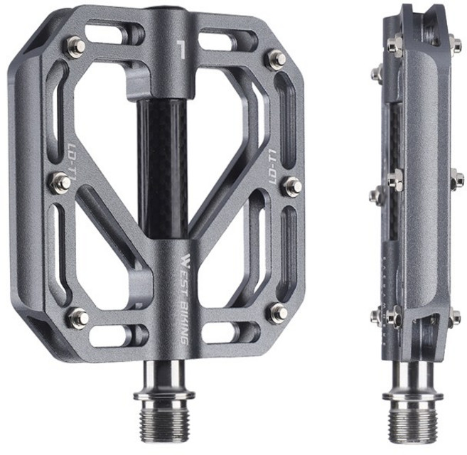 시그니처베이지 웨스트바이킹 자전거 티타늄 3베어링 페달 평페달 YPZ109, 실버, 1개
