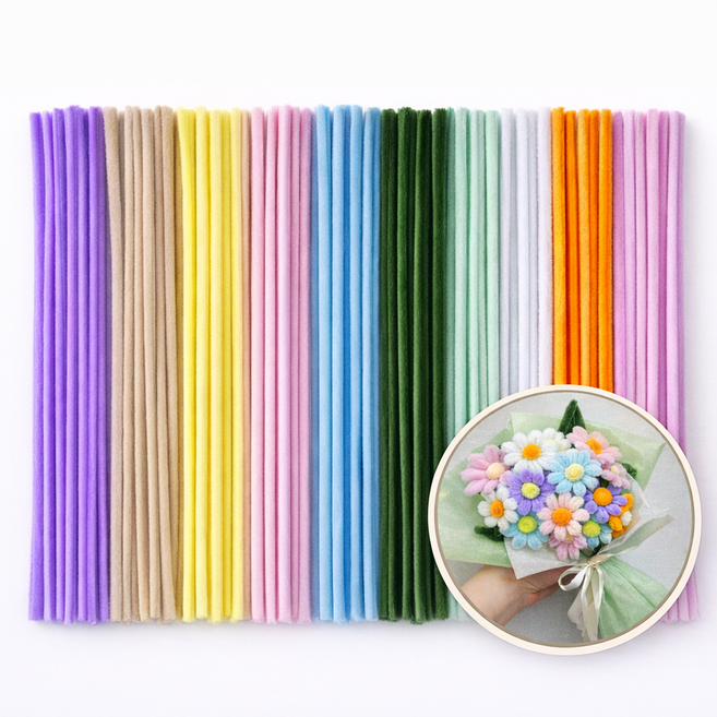 파이프원 모루철사 소프트 컬러 혼합색상, 100개, 소프트컬러