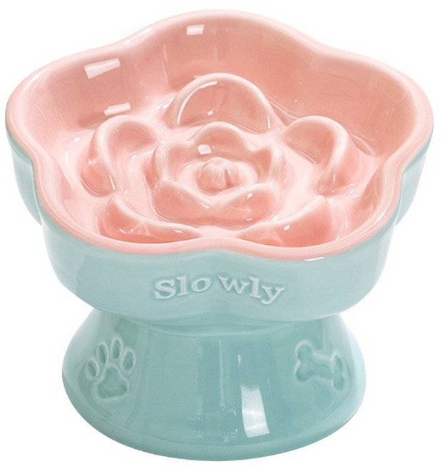 자꾸담꾸 강아지 고양이 급체방지 밥그릇 반려동물 슬로우식기, 1개, 소다핑크