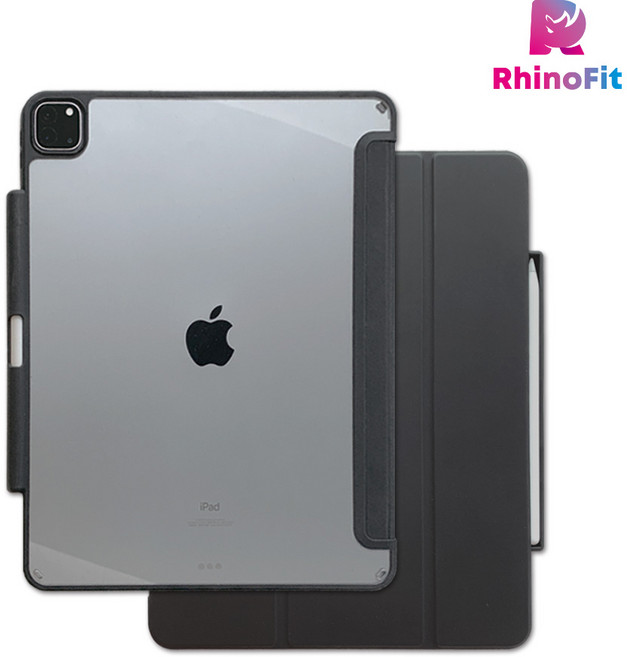 라이노핏 (강화유리 포함) 아이패드 프로11 2/3/4세대 공용 클리어쉴드 플러스 투명 케이스_애플펜슬 수납형, 다크 그레이, 1개