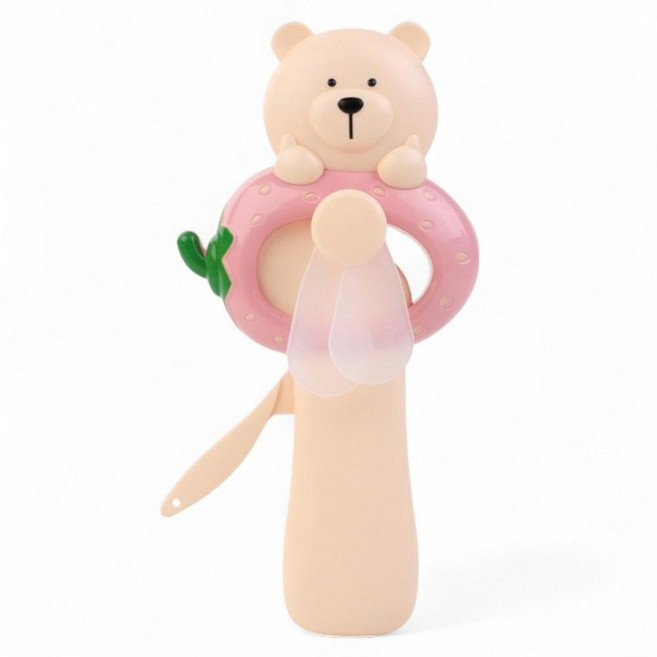 휴대용 큐티 베어 미니 핸디 수동 선풍기 자가발전 손선풍기 안전한 유아 아동 어린이 수동선풍기, 상세페이지 참조, 브라운