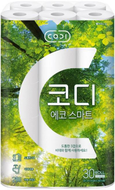 코디 3겹 에코 스마트 롤화장지, 22m, 30개입, 1개