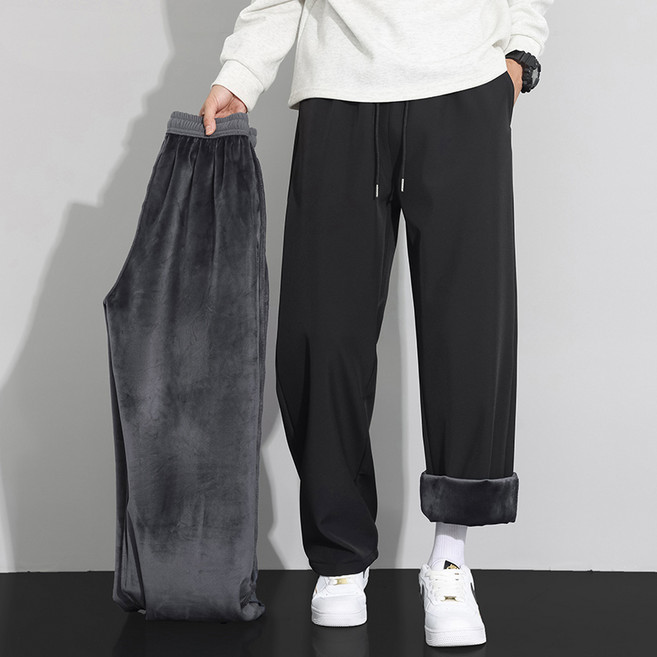 LOKEXING 겨울 남자 기모바지 도톰 남자바지 와이드팬츠 조거팬츠 캐주얼팬츠