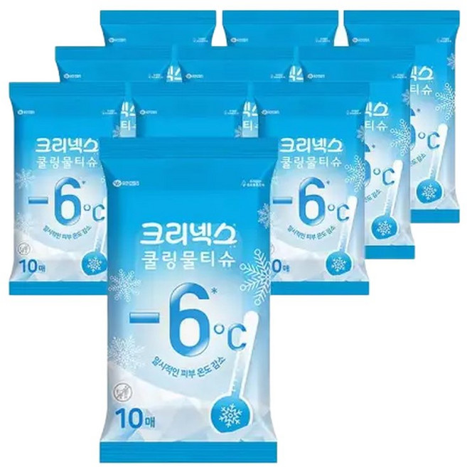 크리넥스 쿨링 물티슈 10매 X 10개 05600, 100개입