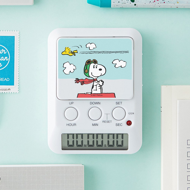 스누피 스톱워치 공부타이머 스탑워치 학습타이머, 1개, 파일럿스누피