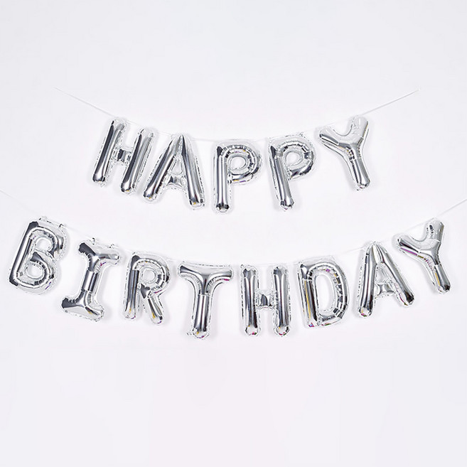 파티마트 알파벳 은박풍선 세트, HAPPY BIRTHDAY 실버