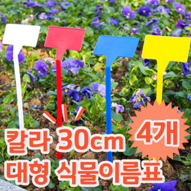 30cm 큰 대형 식물 이름표 정원 가든픽 칼라 4종, 골고루섞어서, 4개