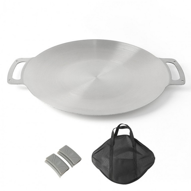 캠핑 스텐 그리들 볶음팬 30cm (손잡이+가방포함), 1개