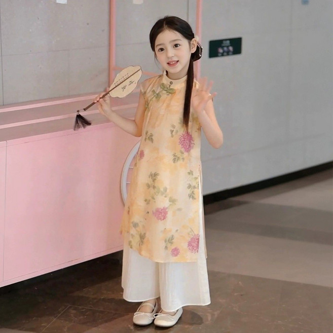 DFMEI 女童新款夏裝套裝漢服兒童古風服裝夏季洋氣女孩新中式中國風