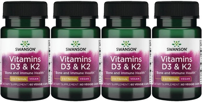 스완슨 엑스트라 스트렝스 비타민 D3 K2, 4개, 60정