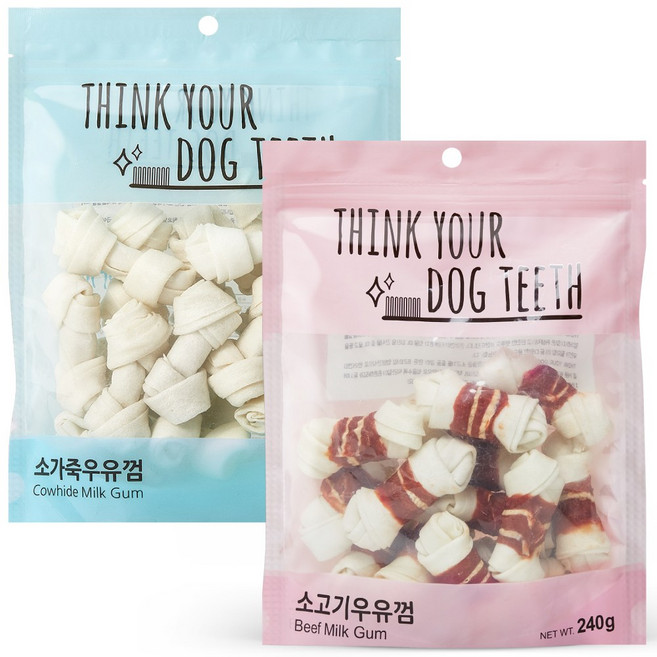 띵크유어도그티 강아지 우유껌 세트, 혼합맛(소가죽/소고기), 490g, 1세트