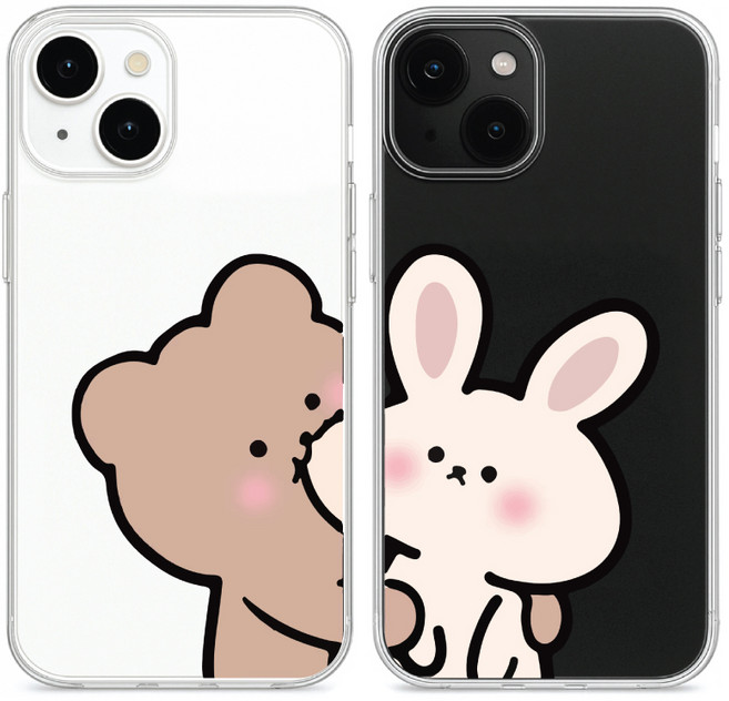 귀여운 츄릅곰돌이 볼따구토끼 커플케이스 투명젤리케이스
