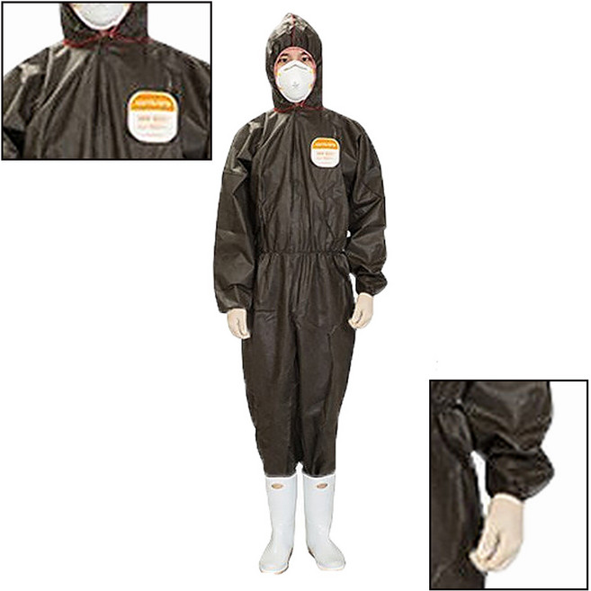 ANYGUARD 애니가드 방진복 보호복 일회용 작업복/1회용작업복 SBW J100 연회색 원피스/투피스, 1개, 그레이