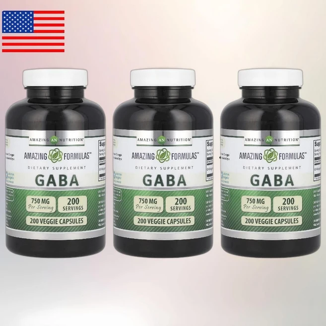 Amazing Nutrition 가바 어메이징 뉴트리션 750mg 베지 캡슐 200정 3통, 120g - 쿠팡