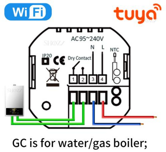 Tuya Zigbee MQTTWifiModbus RS485 스마트 온도 조절기 가스 보일러전기 바닥 난방레이디에이터 TRV용 7일 프로그램 가능 제어기 Alexa Google, 8)for Boiler W, 95-240V BLK Gld Btn