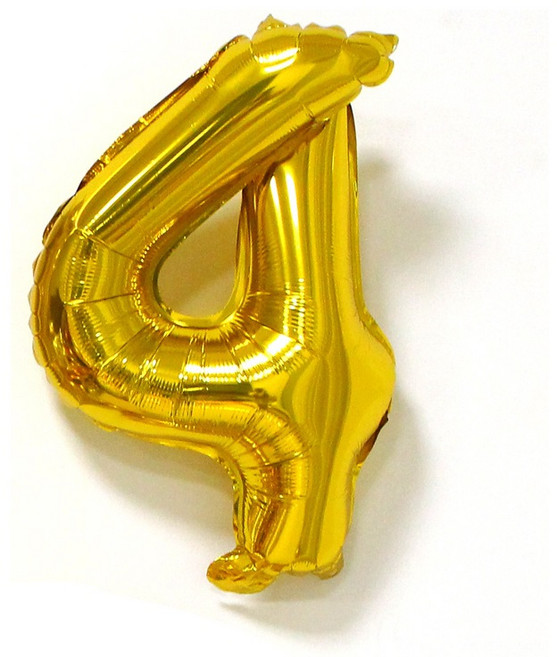 金色數字造型氣球, 金色16吋-數字4, 1個