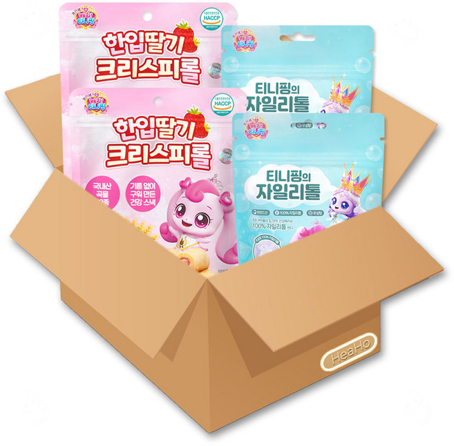 프린세스 캐치티니핑 한입 딸기 크리스피롤 40g + 캐치티니핑 자일리톨 40g 세트, 1세트, 80g, 한입 딸기 크리스피롤+자일리톨