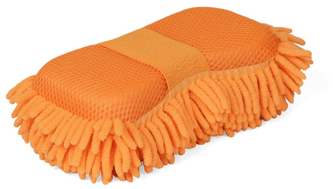 로드위너 세차 스펀지 극세사 워시미트, 1개, 오렌지